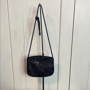 Vintage Style Beaded Black, Blue, Purple  Women's Cross body Bag - beaded on bot